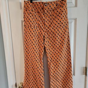 Sarah Gordon for Maeve Orange and Bee Patterned Wide Leg Pants